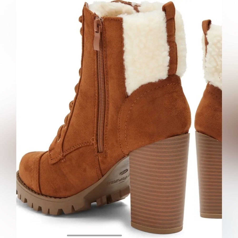Top Guy Shows Sassy Faux Shearling Cuff Lug Sole Bootie - Picture 3 of 4